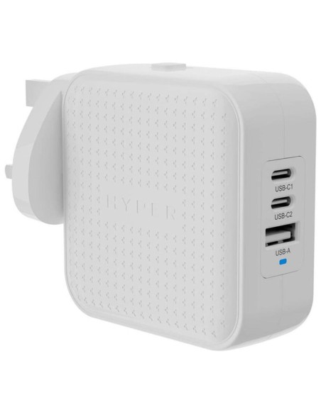 Cargadpr de pared hyper hyperjuice 70w 2x usb tipo c 1x usb tipo a blanco