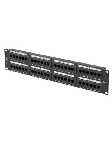 Patch panel lanberg 48 puertos 2u 19 pulgadas cat.6 negro