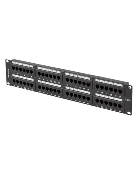 Patch panel lanberg 48 puertos 2u 19 pulgadas cat.6 negro