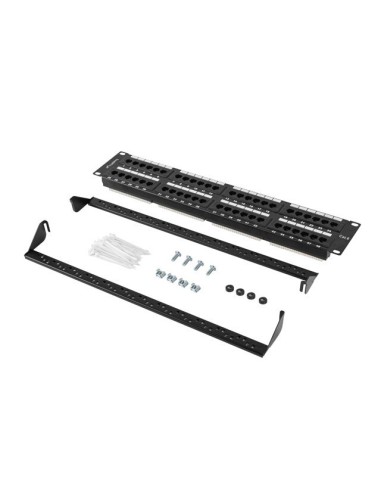 Patch panel lanberg 48 puertos 2u 19 pulgadas cat.6 negro