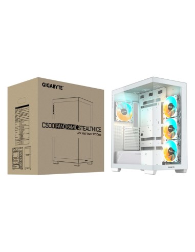 Caja ordenador gaming gigabyte c500 atx cristal templado blanca