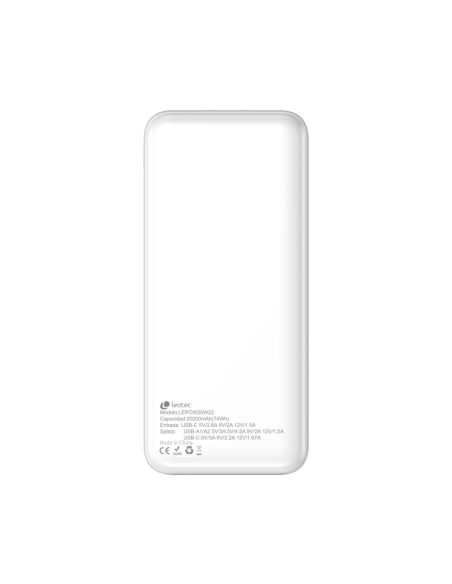 Powerbank leotec pd20w 20000mah blanco