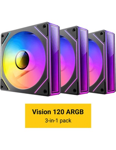 Ventilador caja antec vision 120 argb 3x 120mm negro