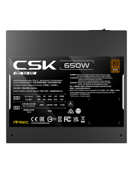 Fuente alimentacion antec csk650dc ec gaming atx 650w negro