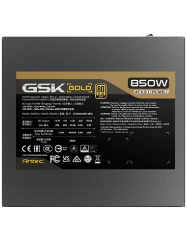 Fuente alimentacion antec gsk850 v2 ec gaming atx 850w