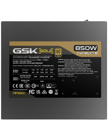 Fuente alimentacion antec gsk850 v2 ec gaming atx 850w Fuente alimentacion antec gsk850 v2 ec gaming atx 850w