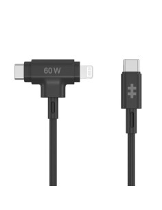 Cable usb tipo c a usb tipo c - lightning hyper 1.5m - macho - macho - negro