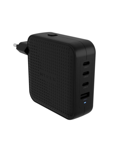 Cargador de pared hyper travel charger 100w 3x usb tipo c 1x usb tipo a negro