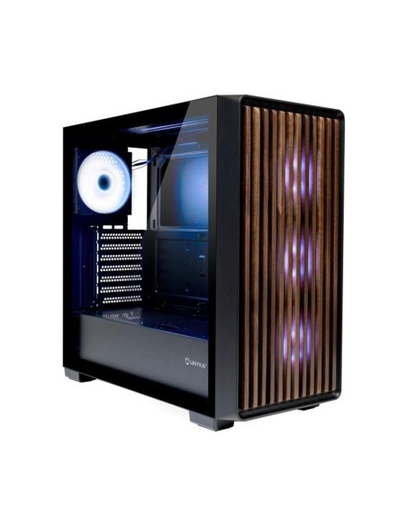 Caja ordenador gaming unykach revelat madeira atx argb cristal templado negra