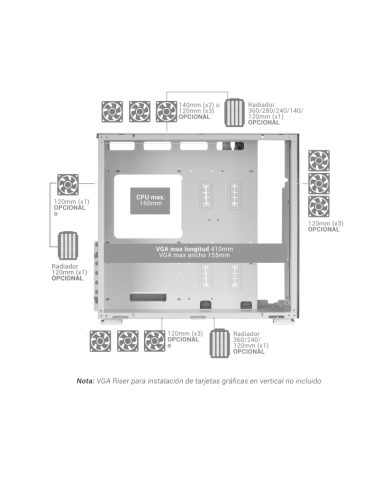 Caja ordenador mars gaming mcnova2 e - atx argb cristal templado blanco