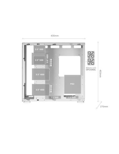 Caja ordenador mars gaming mcnova2 e - atx argb cristal templado blanco