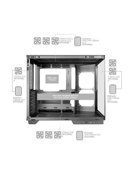 Caja ordenador mars gaming mcmirage atx cristal templado negro