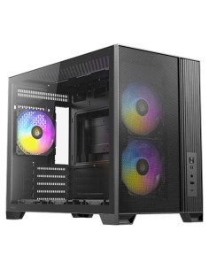 Caja ordenador gaming antec flux m matx cristal templado negra