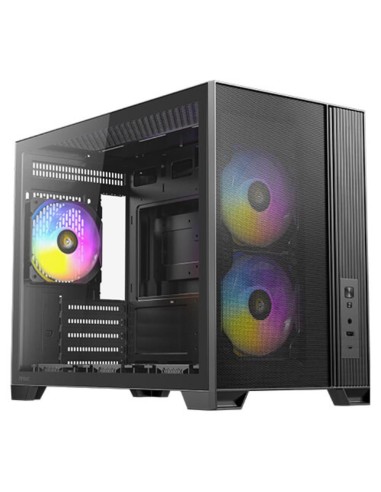 Caja ordenador gaming antec flux m matx cristal templado negra