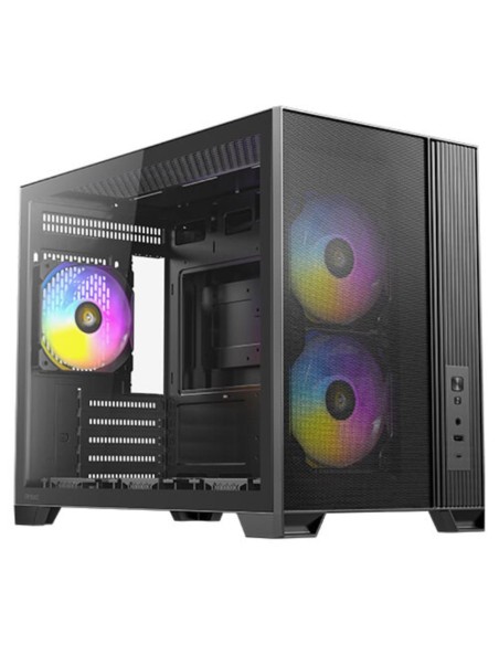 Caja ordenador gaming antec flux m matx cristal templado negra