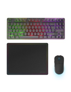 Teclado + raton mars gaming mcpwtkles inalambrico negro + alfombrilla