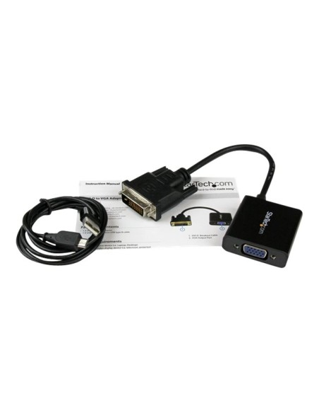 Adaptador dvi - d a vga startech macho - hembra - negro + cable micro usb tipo b a usb tipo a Adaptador dvi - d a vga startech macho - hembra - negro + cable micro usb tipo b a usb tipo a