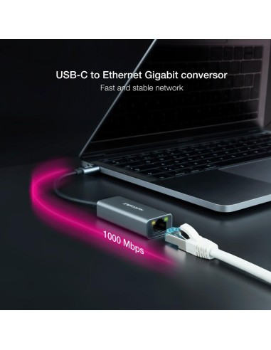 Adaptador nanocable conversor usb - c ethernet gigabit