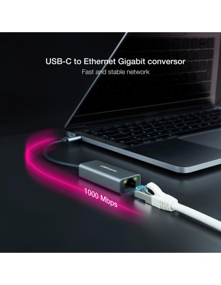 Adaptador nanocable conversor usb - c ethernet gigabit
