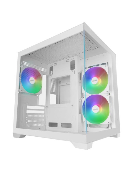 Caja ordenador mars gaming mc - view3w matx argb cristal templado blanca