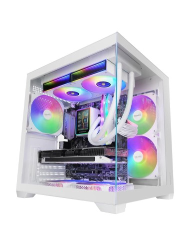 Caja ordenador mars gaming mc - view3w matx argb cristal templado blanca