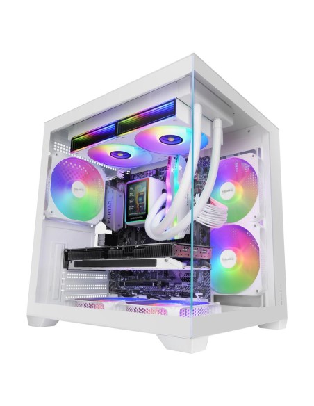 Caja ordenador mars gaming mc - view3w matx argb cristal templado blanca