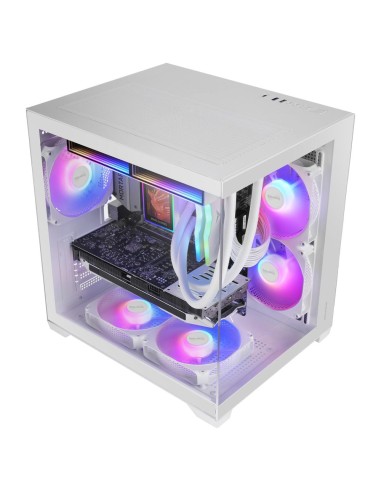 Caja ordenador mars gaming mc - view3w matx argb cristal templado blanca