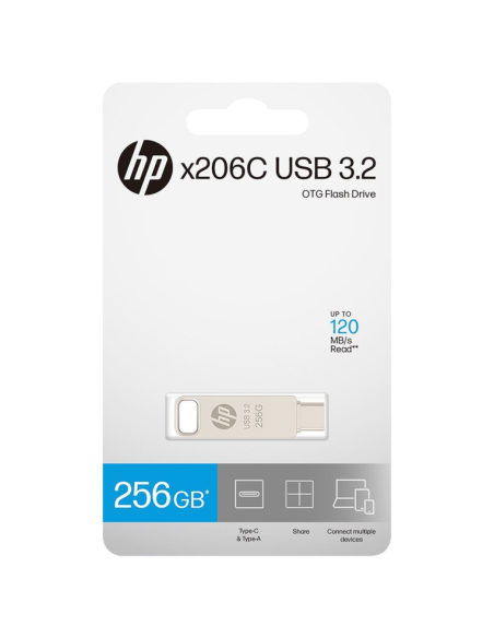 Memoria usb 3.2 - usb tipo c pny hp x206c - a otg 256gb metal Memoria usb 3.2 - usb tipo c pny hp x206c - a otg 256gb metal