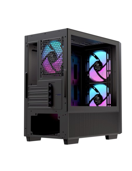 Caja ordenador gaming einarex pm150 matx rgb cristal templado negro