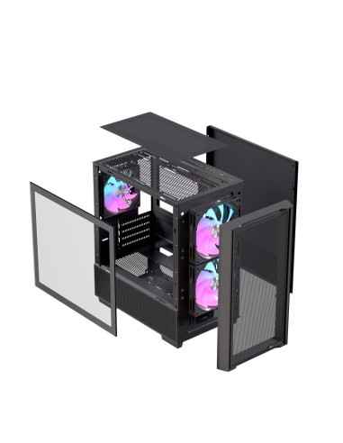 Caja ordenador gaming einarex pm150 matx rgb cristal templado negro