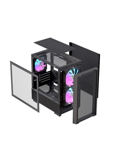 Caja ordenador gaming einarex pm150 matx rgb cristal templado negro