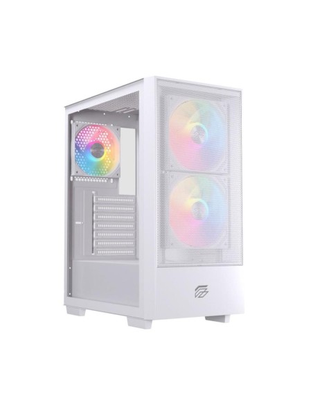 Caja ordenador gaming einarex p100 atx rgb cristal templado blanca