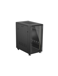 Armario lanberg rack 19 pulgadas 22u - 600x1000 flat pack puerta cristal negro