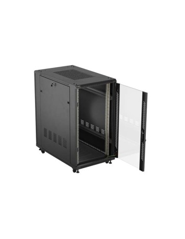 Armario lanberg rack 19 pulgadas 22u - 600x1000 flat pack puerta cristal negro