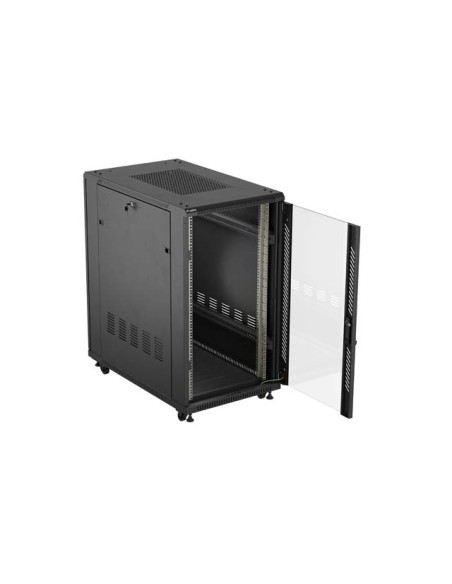 Armario lanberg rack 19 pulgadas 22u - 600x1000 flat pack puerta cristal negro Armario lanberg rack 19 pulgadas 22u - 600x1000 flat pack puerta cristal negro