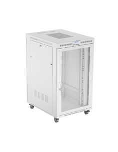 Armario lanberg rack 19 pulgadas 27u - 800x1000 flat pack gris puerta perforada con lcd