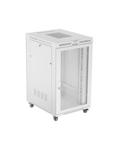 Armario lanberg rack 19 pulgadas 27u - 800x1000 flat pack gris puerta perforada con lcd
