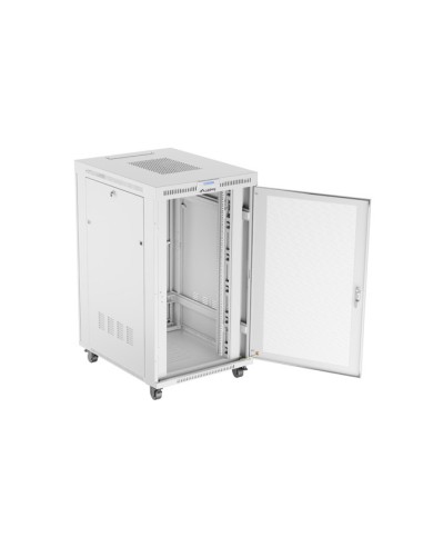Armario lanberg rack 19 pulgadas 27u - 800x1000 flat pack gris puerta perforada con lcd