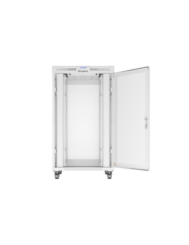 Armario lanberg rack 19 pulgadas 27u - 800x1000 flat pack gris puerta perforada con lcd