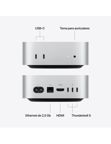 Ordenador apple mac mini silver m6 - chip m6 12c - 16gb - ssd 256gb - gpu 12c