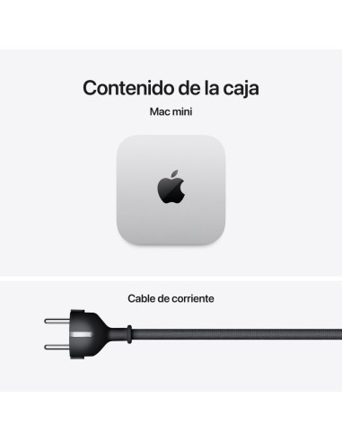 Ordenador apple mac mini silver m6 - chip m6 12c - 16gb - ssd 256gb - gpu 12c