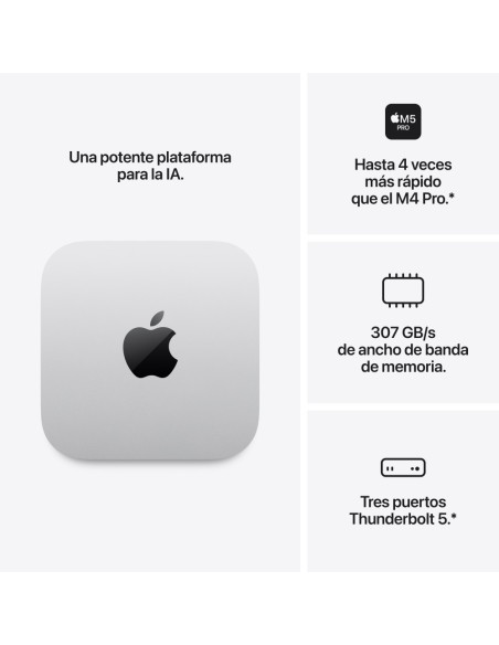 Ordenador apple mac mini silver m5 pro - chip m5 pro 15c - 24gb - ssd 512gb - gpu 16c Ordenador apple mac mini silver m5 pro - chip m5 pro 15c - 24gb - ssd 512gb - gpu 16c