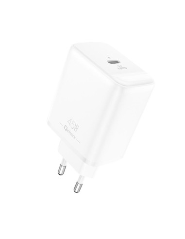 Cargador qcharx hermes 45w gan 1 usb tipo c blanco