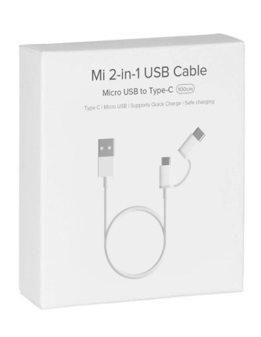 Cable micro usb - usb tipo c a usb tipo a xiaomi 1m - macho - macho - blanco
