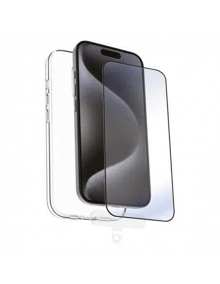 Funda muvit recycletek para apple iphone 16 pro transparente + protector cristal templado marco negro