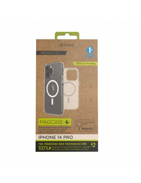 Funda muvit recycletek magsafe para apple iphone 14 pro transparente
