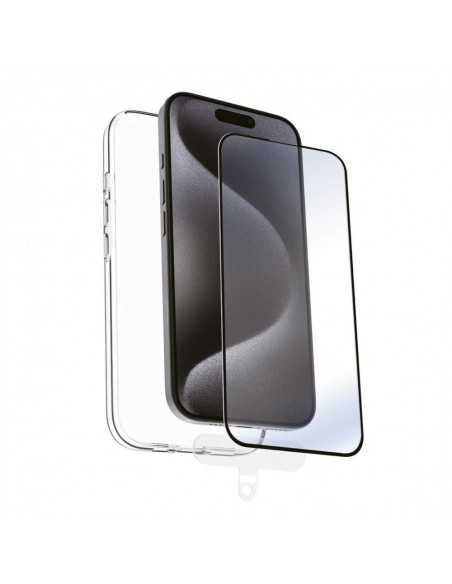 Funda muvit recycletek para apple iphone 16 transparente + protector cristal templado marco negro