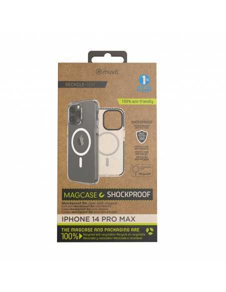 Funda muvit recycletek magsafe shockproof 3m para apple iphone 14 pro max transparente - negra