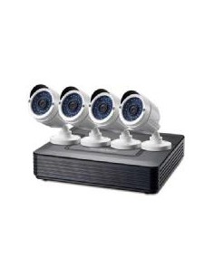 Kit videovigilancia 720p cctv level one 4 canales 4 camaras int - ext + grabador cables iluminacion led (sin hd)