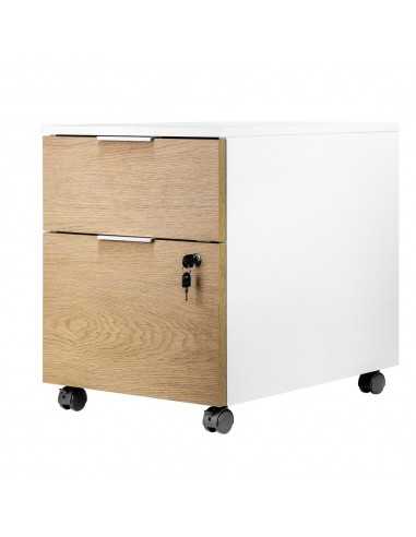 Cajonera phoenix artisan combinación blanca y madera natural
